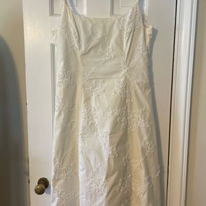 Evan Picone White Floral Spaghetti Strap Dress